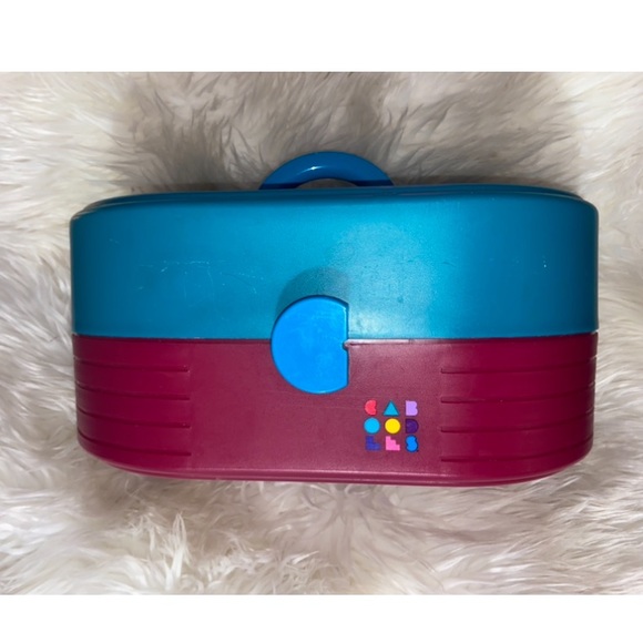 Vintage CABOODLES 80s/90s Teal & Pink Makeup Train Case with Mirror - Picture 2 of 6